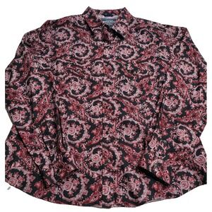 Rough‎ Stock Panhandle Slim Pearl Snap Long Sleeve Paisley Shirt Women's XL